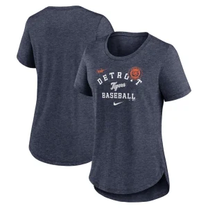 Detroit tigers nike womens rewind arch mix tri blend t shirt Heather navy
