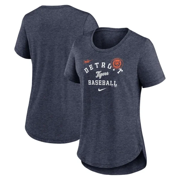 Detroit tigers nike womens rewind arch mix tri blend t shirt Heather navy