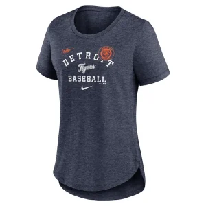 Detroit tigers nike womens rewind arch mix tri blend t shirt Heather navy S