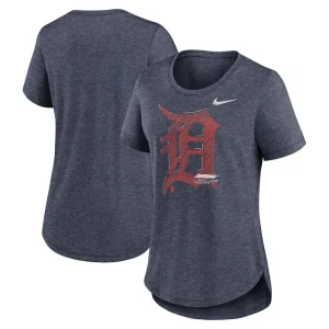 Detroit tigers nike womens touch tri blend t shirt Heather navy
