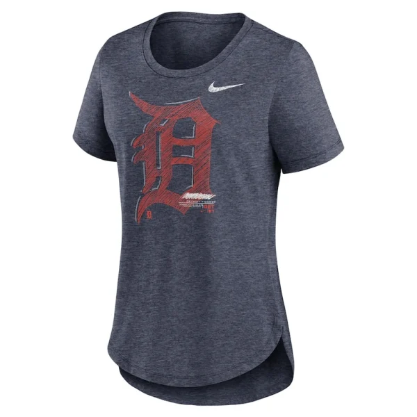 Detroit tigers nike womens touch tri blend t shirt Heather navy S