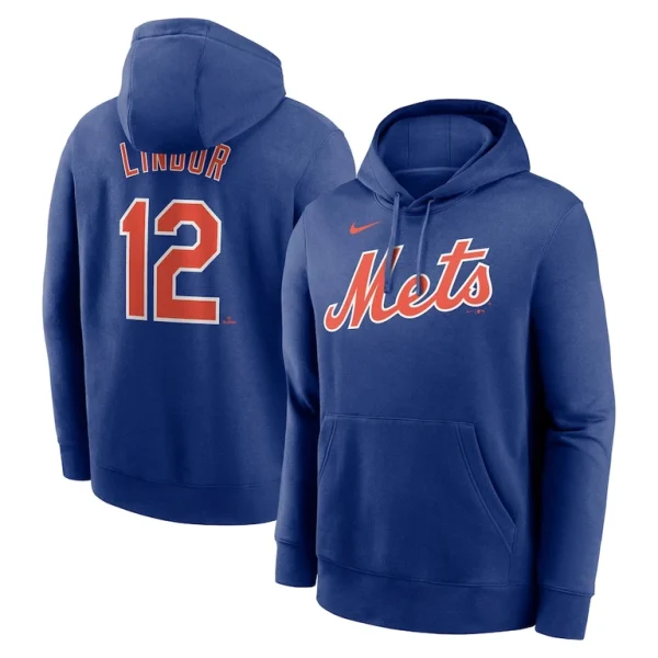 Francisco lindor new york mets nike player name number club pullover hoodie Royal