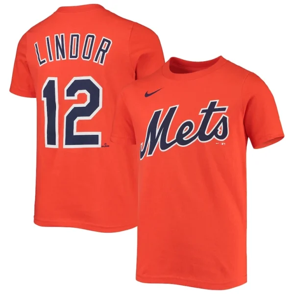 Francisco lindor new york mets nike youth player name number t shirt Orange