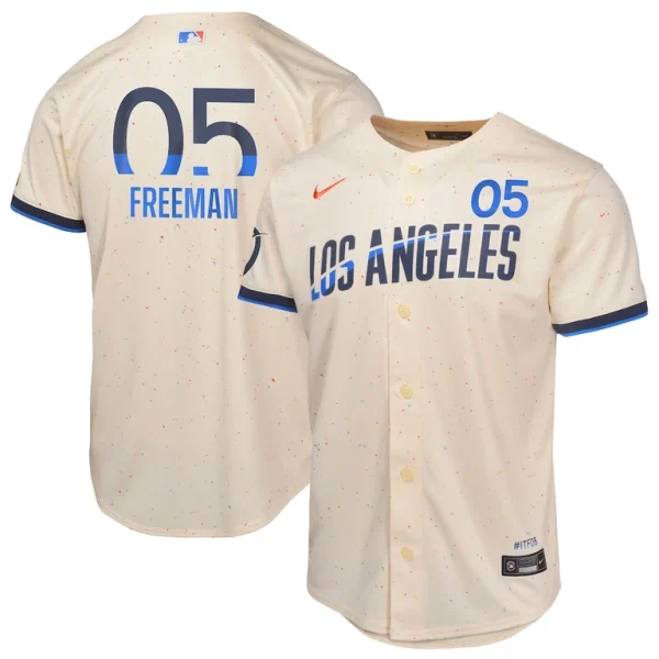 Freddie freeman los angeles dodgers nike youth 2024 city connect limited player jersey Cream