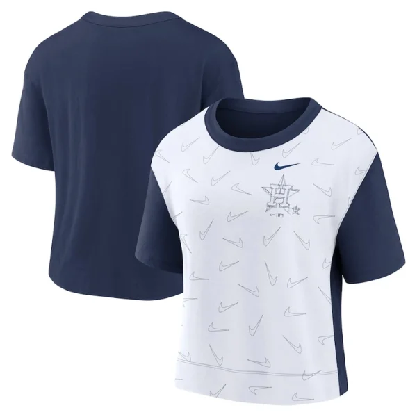 Houston astros nike womens line up high hip fashion t shirt Navywhite