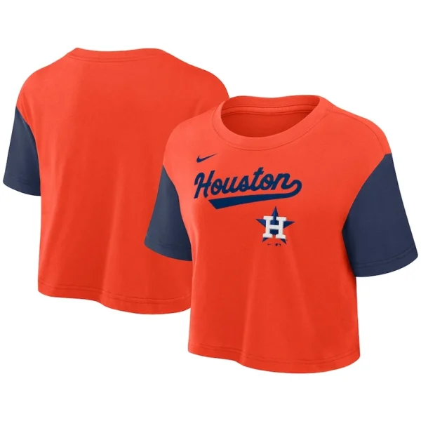 Houston astros nike womens script cropped performance t shirt Orangenavy