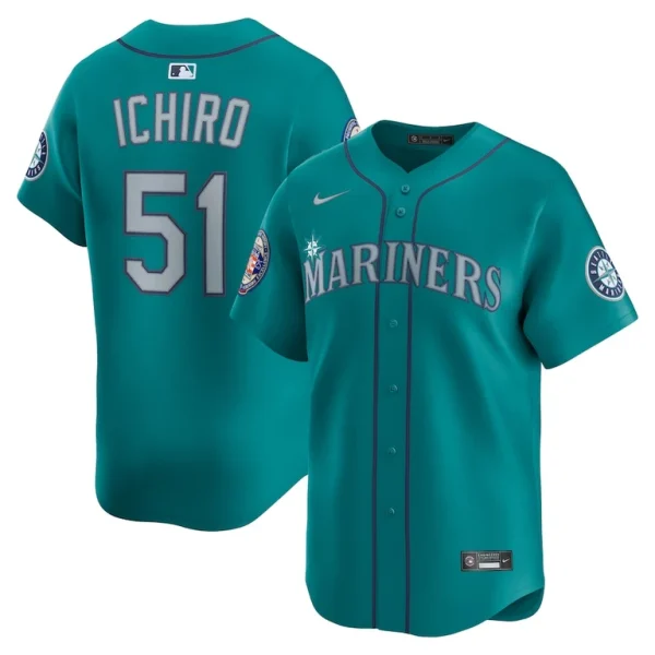 Ichiro suzuki seattle mariners nike 2025 national baseball hall of fame nike alternate limited player jersey Aqua
