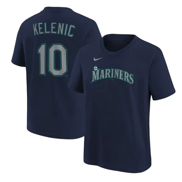 Jarred kelenic seattle mariners nike youth player name number t shirt Navy