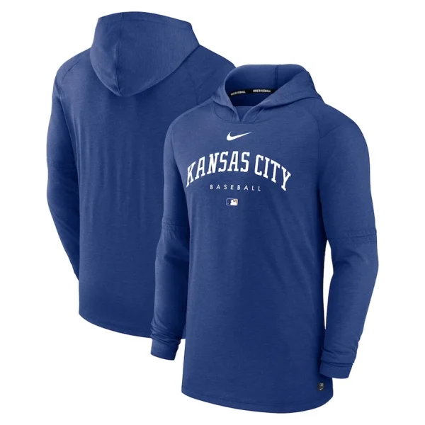 Kansas city royals nike authentic collection early work tri blend performance pullover hoodie Heather royal