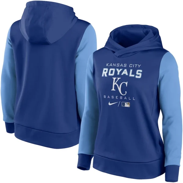 Kansas city royals nike womens authentic collection pullover hoodie Royallight blue