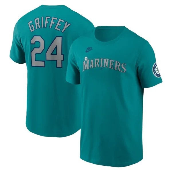 Ken griffey jr. seattle mariners nike cooperstown collection name number t shirt Aqua