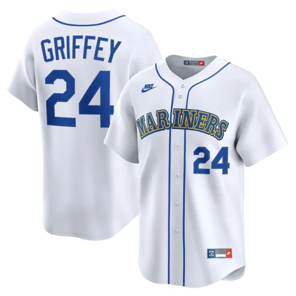 Ken griffey jr. seattle mariners nike throwback cooperstown collection limited jersey White