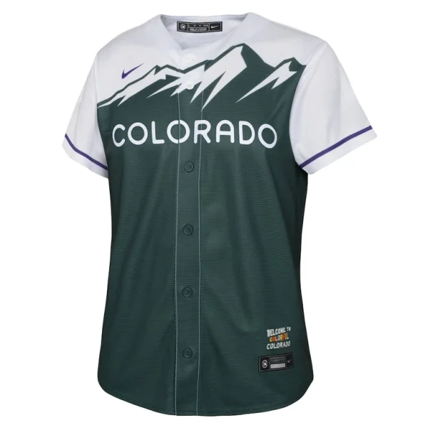 Kris bryant colorado rockies nike youth 2022 city connect replica player jersey Green