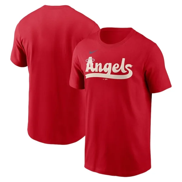 Los angeles angels nike city connect wordmark t shirt Red
