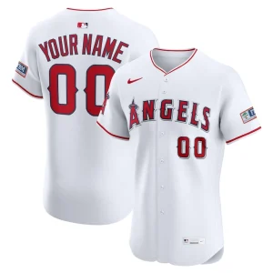 Los angeles angels nike home elite sponsor patch custom jersey White