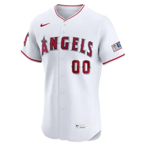 Los angeles angels nike home elite sponsor patch custom jersey White 44