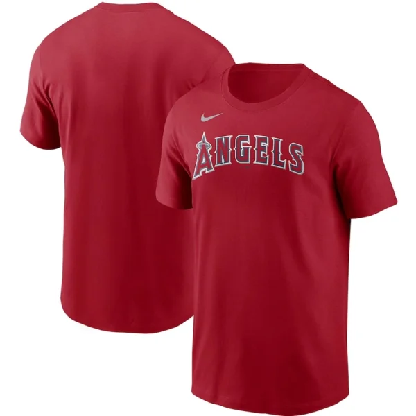 Los angeles angels nike team wordmark t shirt Red