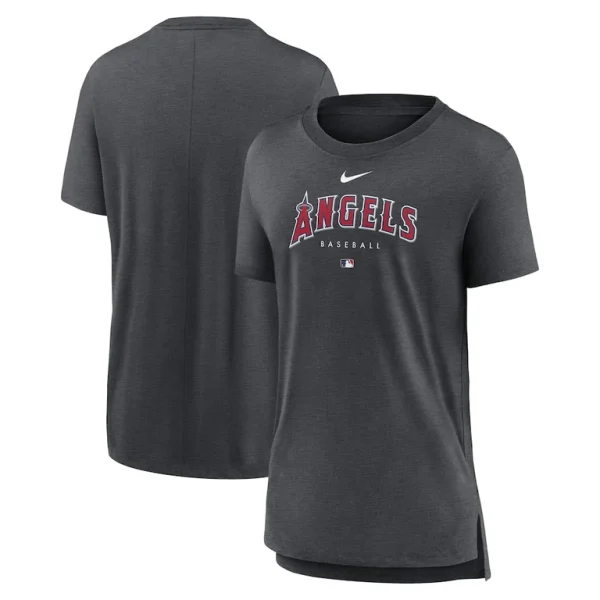 Los angeles angels nike womens authentic collection early work tri blend t shirt Heather charcoal