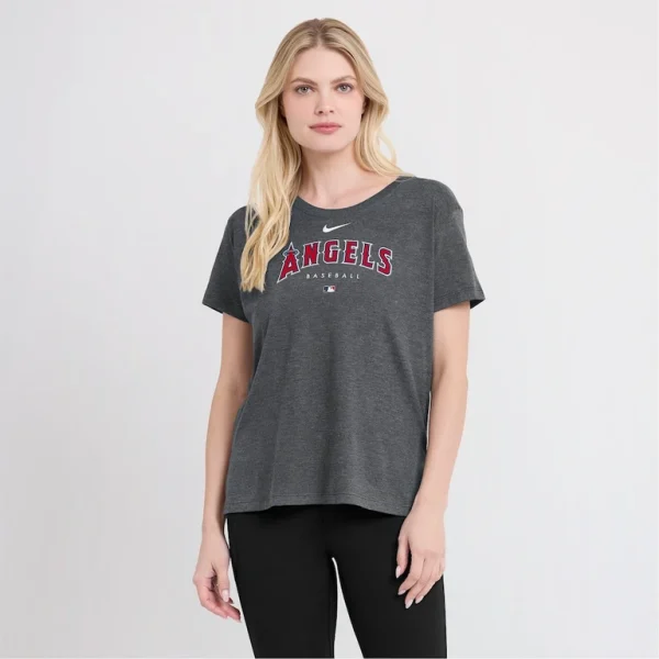 Los angeles angels nike womens authentic collection early work tri blend t shirt Heather charcoal L