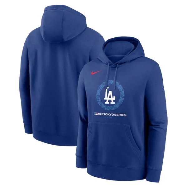 Los angeles dodgers nike 2025 mlb world tour tokyo series logo club fleece pullover hoodie Royal