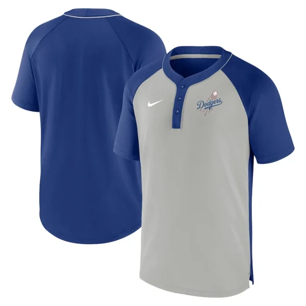 Los angeles dodgers nike city plate performance henley raglan t shirt Royalsilver