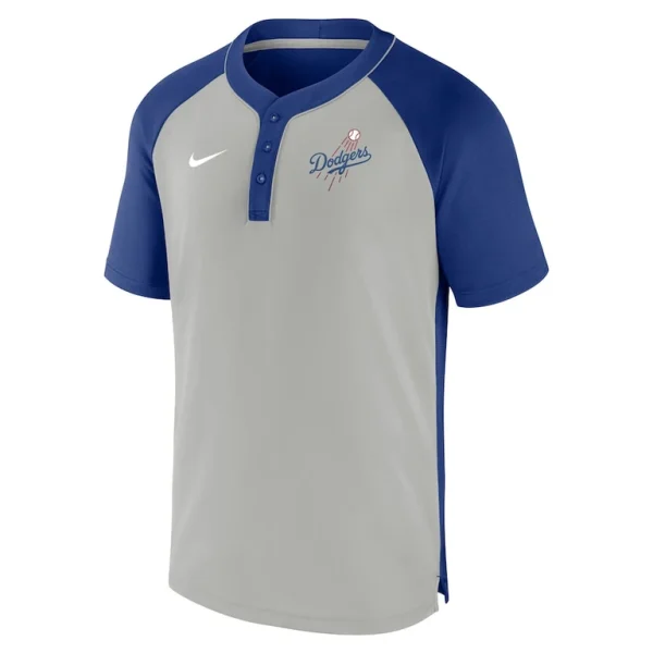 Los angeles dodgers nike city plate performance henley raglan t shirt Royalsilver M