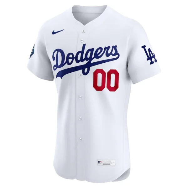 Los angeles dodgers nike home elite sponsor patch custom jersey White 44