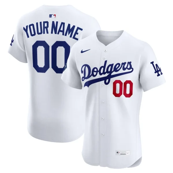 Los angeles dodgers nike home elite sponsor patch custom jersey White