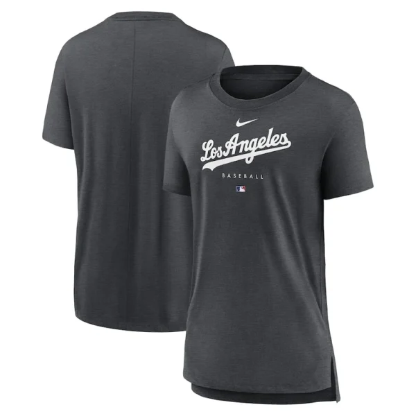 Los angeles dodgers nike womens authentic collection early work tri blend t shirt Heather charcoal