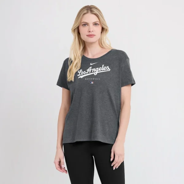 Los angeles dodgers nike womens authentic collection early work tri blend t shirt Heather charcoal L