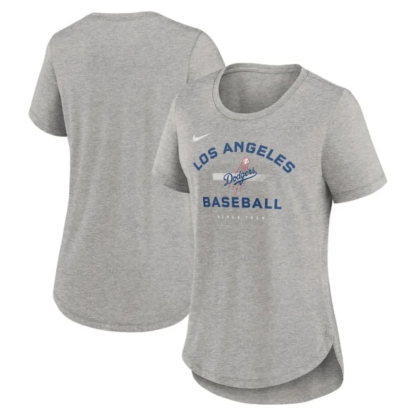 Los angeles dodgers nike womens hot prospect tri blend t shirt Heather gray