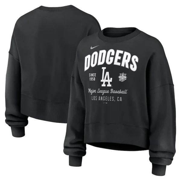 Los angeles dodgers nike womens oversized high hip pullover sweatshirt Black