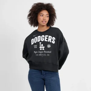 Los angeles dodgers nike womens oversized high hip pullover sweatshirt Black L