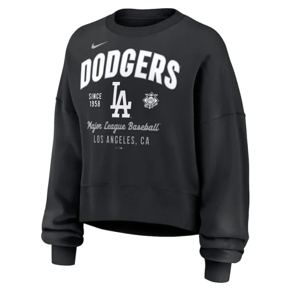 Los angeles dodgers nike womens oversized high hip pullover sweatshirt Black S