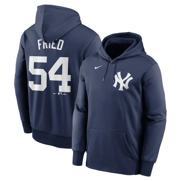 Max fried new york yankees nike name number pullover hoodie Navy