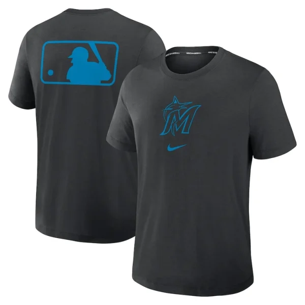 Miami marlins nike authentic collection early work tri blend performance t shirt Black