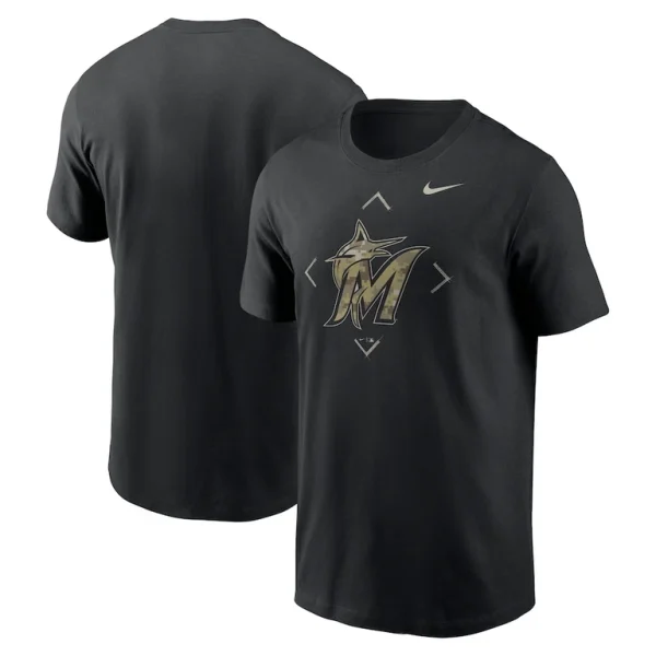 Miami marlins nike camo logo t shirt Black