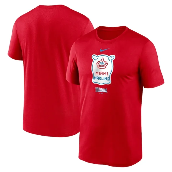 Miami marlins nike city connect logo t shirt Red