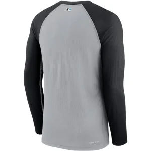 Miami marlins nike game authentic collection performance raglan long sleeve t shirt Grayblack L
