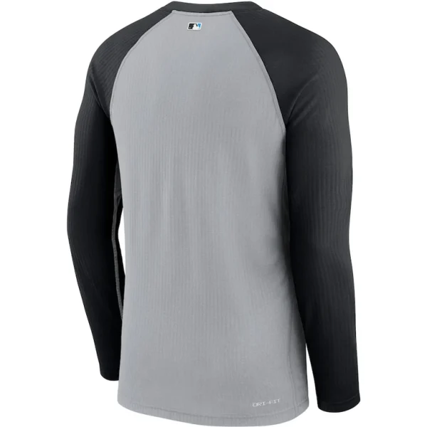 Miami marlins nike game authentic collection performance raglan long sleeve t shirt Grayblack L