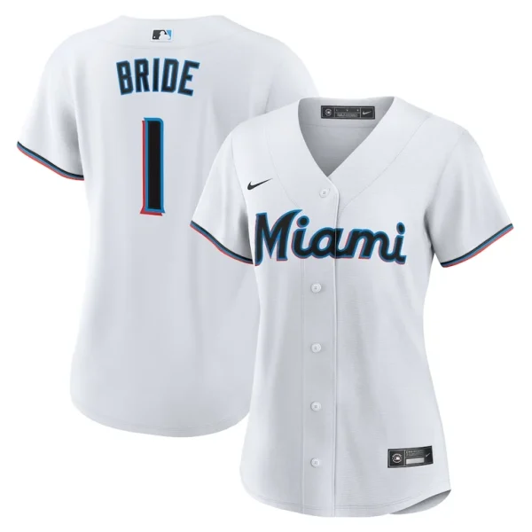Miami marlins nike womens 1 bride home replica jersey White