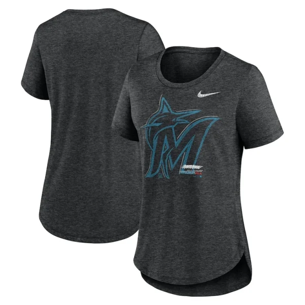 Miami marlins nike womens touch tri blend t shirt Heather black