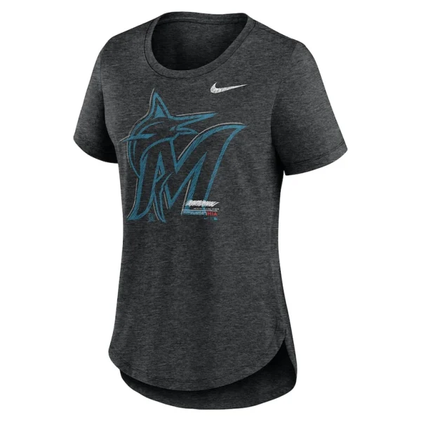 Miami marlins nike womens touch tri blend t shirt Heather black S