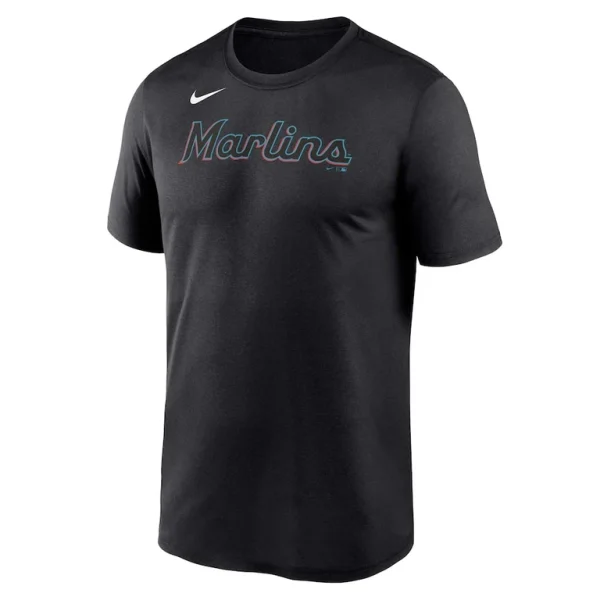 Miami marlins nike wordmark legend performance big tall t shirt Black 3XT