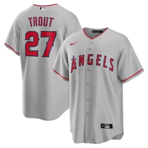 Mike trout los angeles angels nike road replica player name jersey Silver