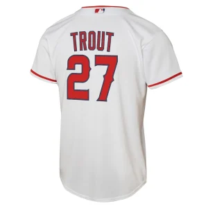 Mike trout los angeles angels nike youth home replica player jersey White Yth L