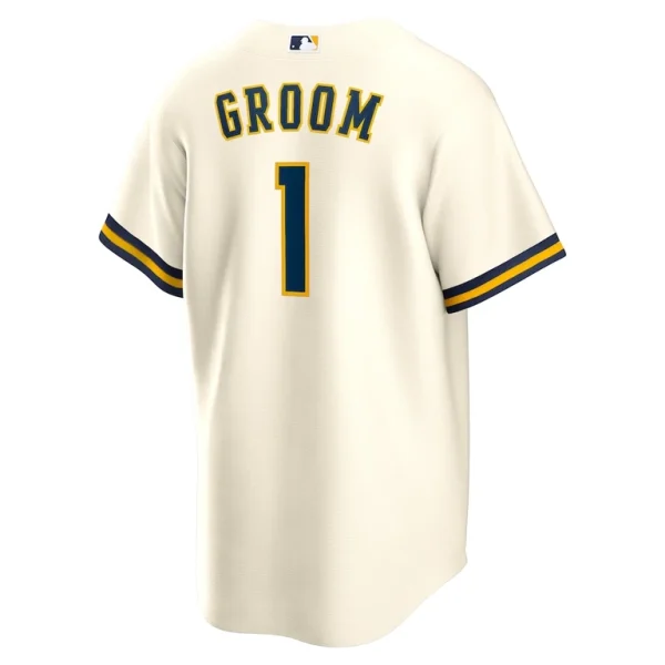 Milwaukee brewers nike 1 groom home replica jersey White L