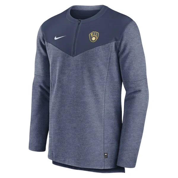 Milwaukee brewers nike authentic collection game time performance half zip top Navy M