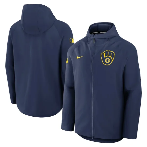 Milwaukee brewers nike authentic collection raglan performance full zip jacket Navy