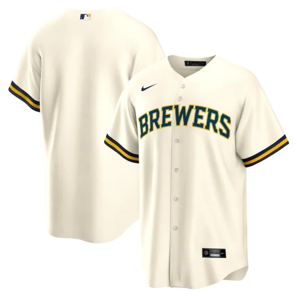 Milwaukee brewers nike home blank replica jersey Cream